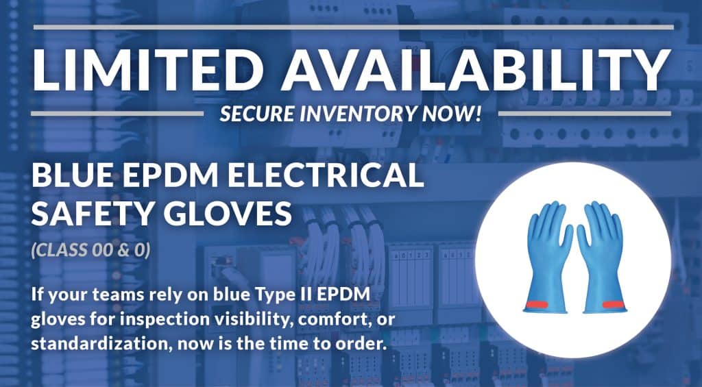 Limited Availability Blue EPDM Electrical Safety Gloves