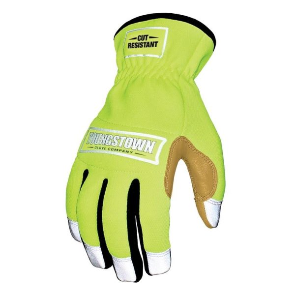 Safety Lime Hybrid Work Gloves with Kevlar